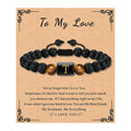 mantoudoss Bead Bracelet for Mens Gifts Black Agate Stone Men Bracelet Initial Bracelet for Men Adjustable Tiger Eye Mens Bracelets Jewelry Anniversary Birthday Christmas Gifts for Him Men