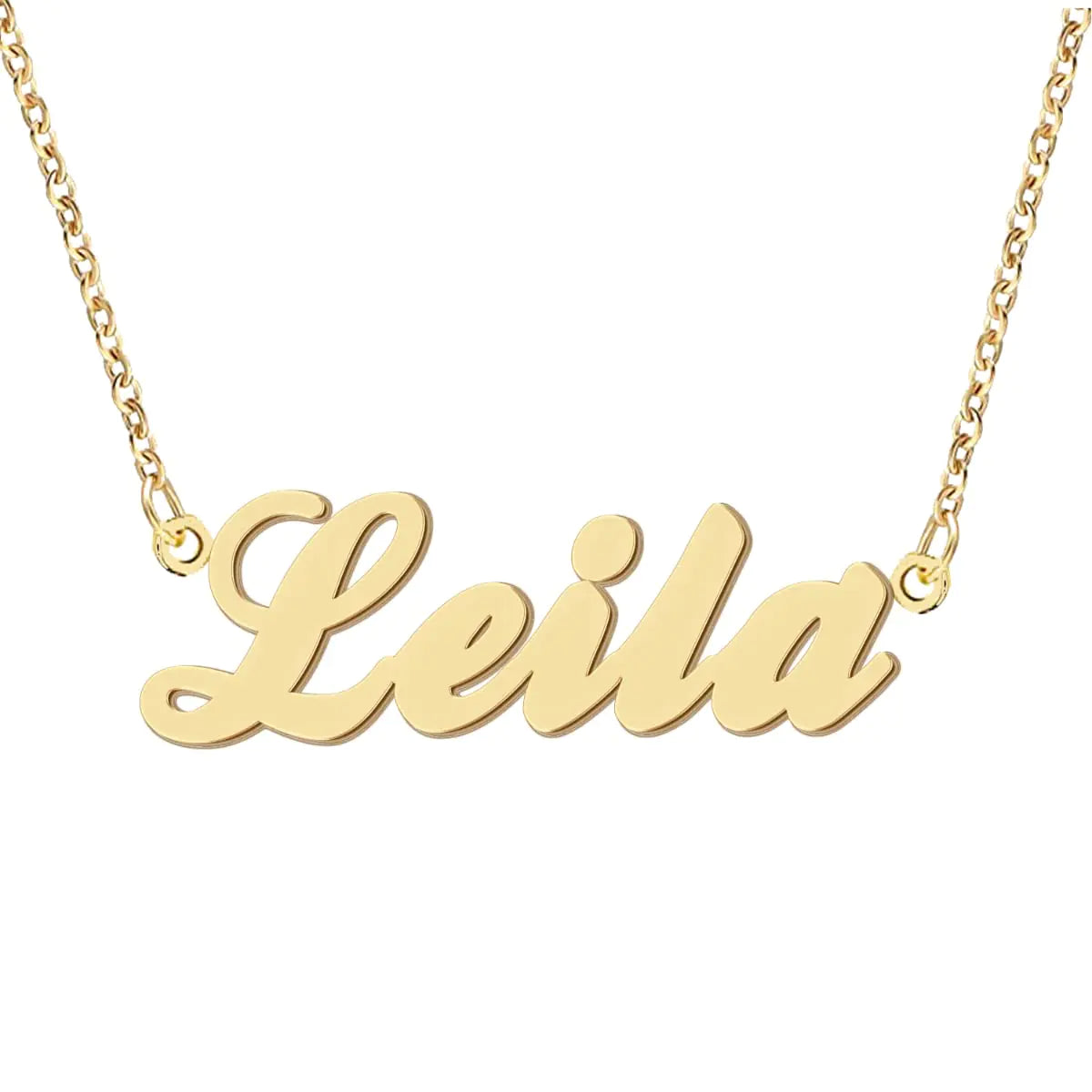 Leila Name Necklace Personalized Engraved Name Pendant for Womens Friends