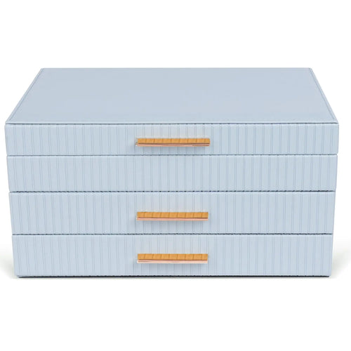 Dajasan Jewelry Organizer Box Jewelry Storage Organizer with 2 Drawers 3-Tier Large Jewelry Gift Box for Women Girls Friends Wife or Mother Gift Idea (Smoky Blue)