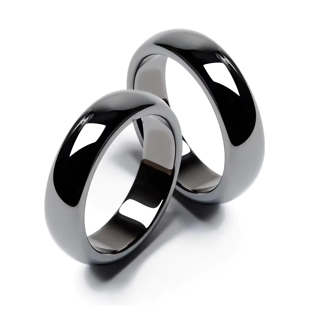 BTEYIVTA Hematite Rings for Women Men Unisex Black Rings Anxiety Balance Stone Aabsorbs Negative Energy Ring Healing Rings 6mm Wide 2.4mm Thick-2 Pieces Pack (8)