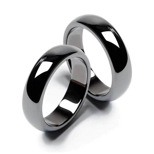 BTEYIVTA Hematite Rings for Women Men Unisex Black Rings Anxiety Balance Stone Aabsorbs Negative Energy Ring Healing Rings 6mm Wide 2.4mm Thick-2 Pieces Pack (8)