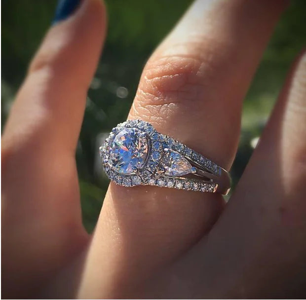 Platinum-Plated Zirconia Jewelry Ring