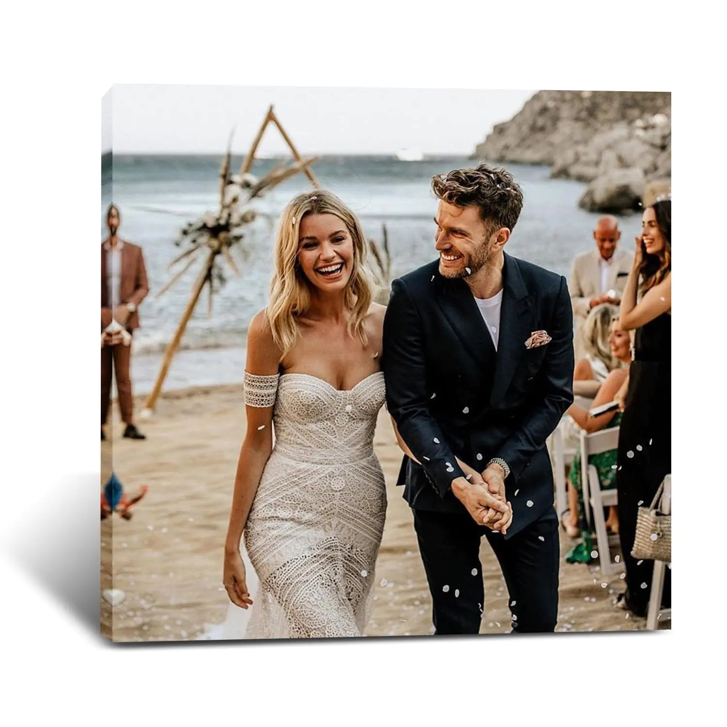 Unite Stone Custom Canvas Prints with Your Photos Personalized Picture On Canvas Wall Art Personalized Custom Canvas Print Gifts for Wedding Family Friends Baby Pet（12Lx12W