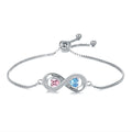 Personalized Infinity Heart Bracelets for Women - Sterling Silver Custom Love Heart-Shape Birthstones with 2 Names Infinity Pendant Adjustable Personalized Mother Daughter Jewelry Gifts for Her