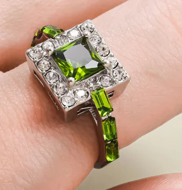 Square Diamond-Encrusted Ring Jewelry
