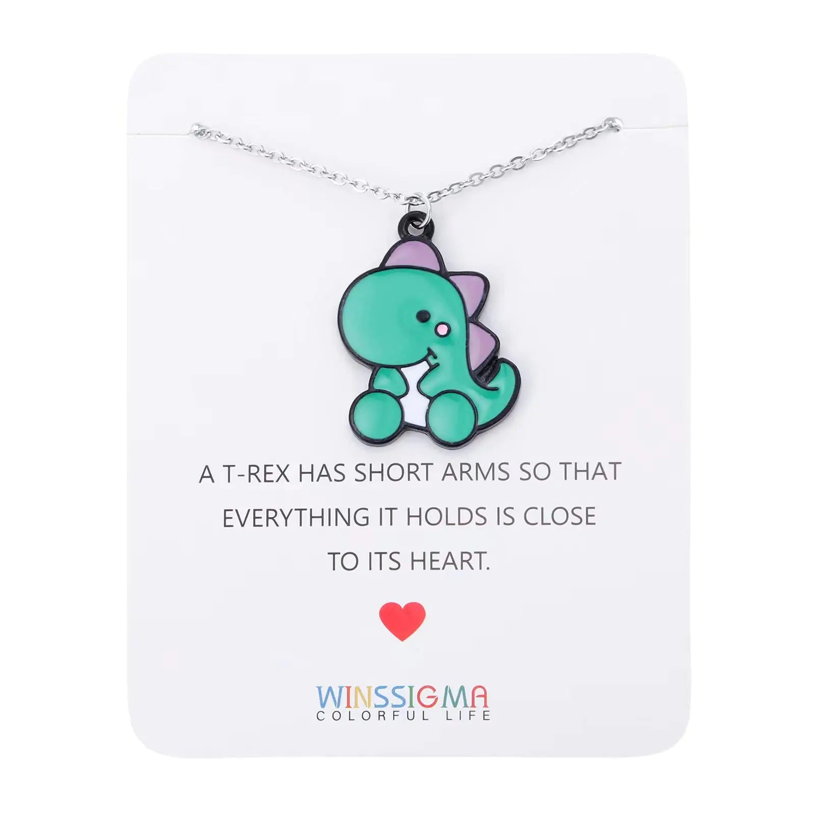 Winssigma T-Rex Dinosaur Necklace Stegosaurus Charm Necklace Dinosaur Jewelry Cute Animal Jewelry(T-Rex Chain)