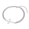 Christmas Gifts for Mens - Silver Cross Bracelet for Men Stainless Steel Bracelets for Mens Bracelets Jewelry Gifts for Boyfriend Cuban Chain Bracelets Silver Bracelets for Mens Jewelry Gifts for Men