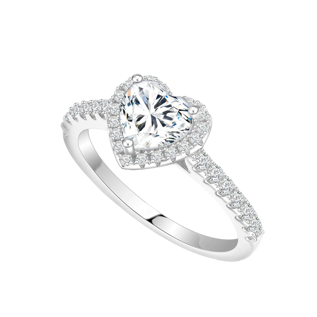 Ctarlitu Solitaire Moissanite Engagement Rings 925 Sterling Silver 1CT Halo Promise Rings D Color VVS1 Lab Created Wedding Bands Diamond Ring For Women (Heart Halo-1CT 5)