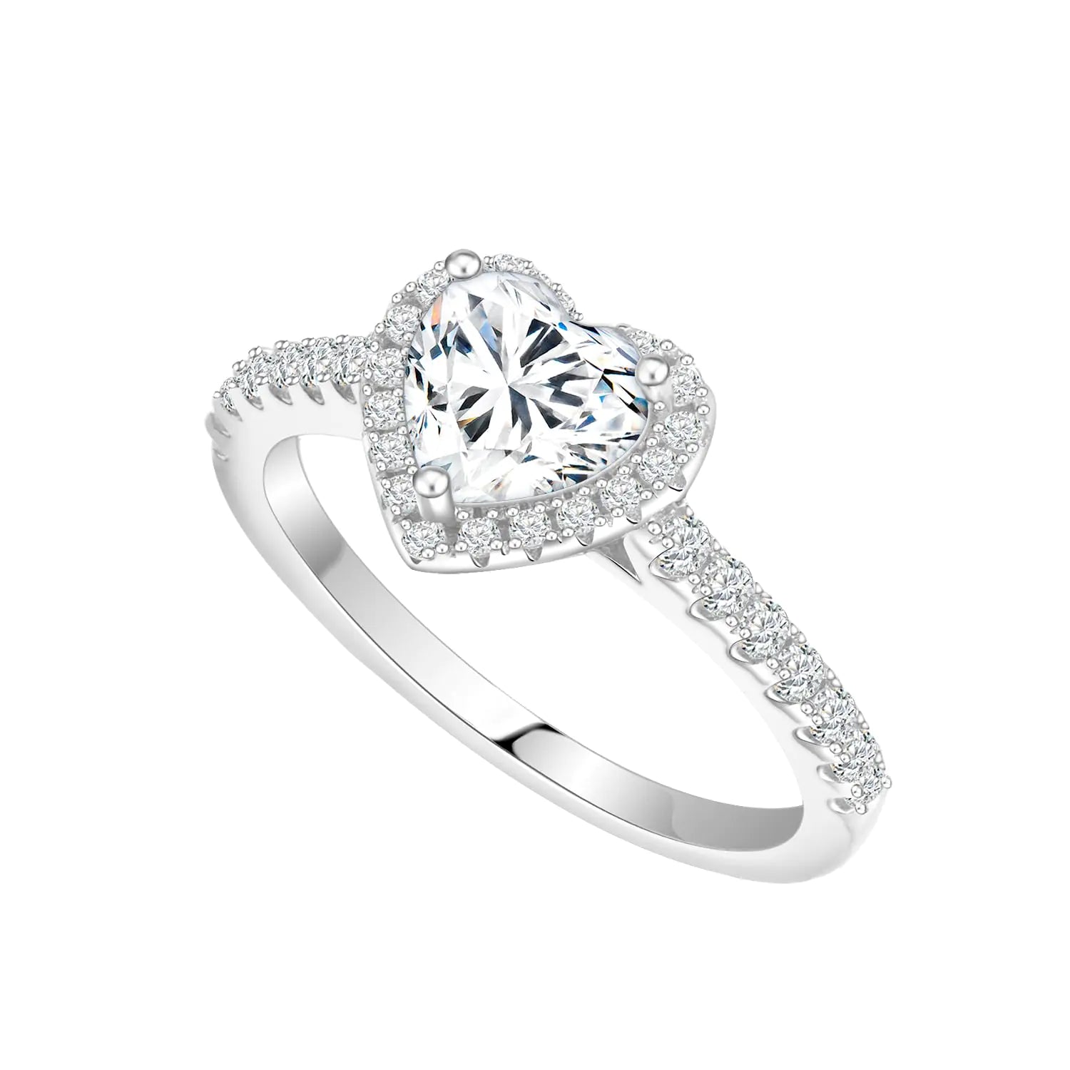 Ctarlitu Solitaire Moissanite Engagement Rings 925 Sterling Silver 1CT Halo Promise Rings D Color VVS1 Lab Created Wedding Bands Diamond Ring For Women (Heart Halo-1CT 5)