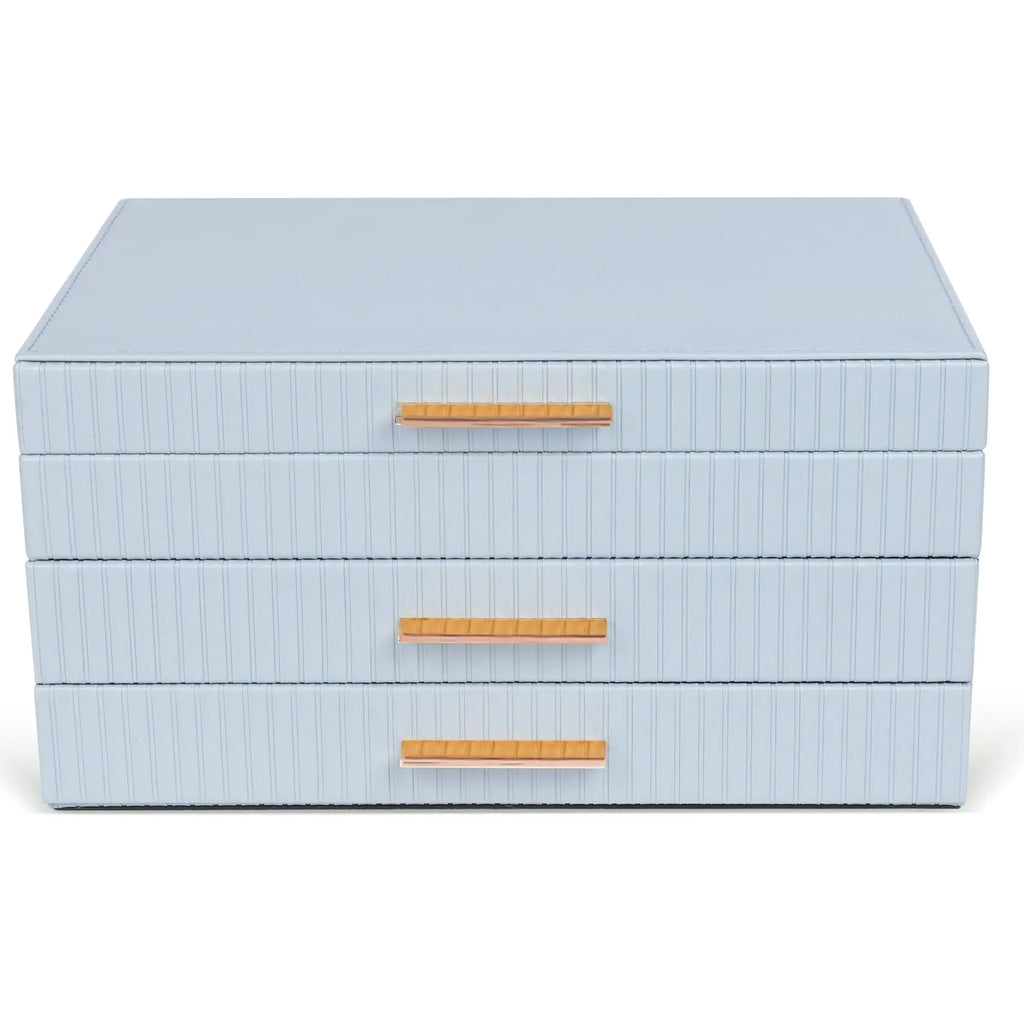 Dajasan Jewelry Organizer Box Jewelry Storage Organizer with 2 Drawers 3-Tier Large Jewelry Gift Box for Women Girls Friends Wife or Mother Gift Idea (Smoky Blue)