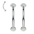 PEAKLINK 2PCS Eyebrow Rings G23 Titanium Eyebrow Piercing Jewelry 14G Curved Barbell Eyebrow Barbell Belly Ring White Opal Eyebrow Jewelry Navel Rings Tongue Ring Rook Daith Earrings Lip Ring 10mm