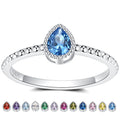 S925 Sterling Silver Stackable Rings with December Birthstone for Women Teen - Blue Teardrop Stacking Ring Knuckle Rings Band Size 6 for Daughters Daughter Friends Holiday Birthday Gifts Jewelry