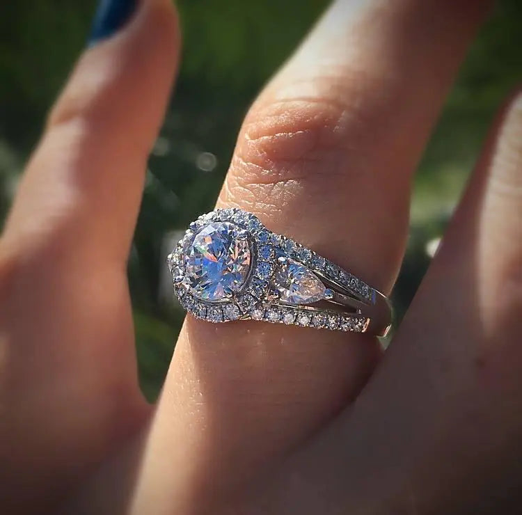 Platinum-Plated Zirconia Jewelry Ring