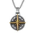 JWM Mens Pendants Necklaces Jewelry for Adults with 23.6 Stainless Steel Square Pearl Chain (022-Golden Compass Necklaces)