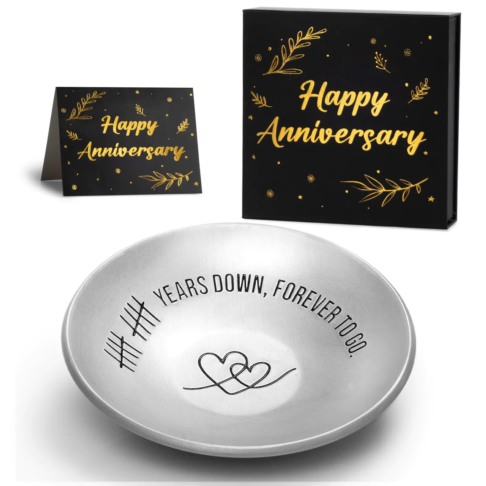 10th Anniversary Aluminum Gifts for Her/Him 10 Year Wedding Anniversary for Wife Couple Parents 4" Ring Holder Dish Jewelry Tray - Personalized Tin Ten Years Anniversary Decorations Ideas Gift